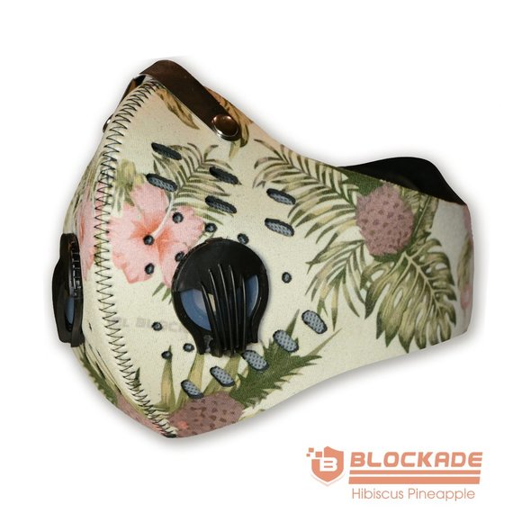 Hawaiian Print Face Mask with Filter - Picture 1 of 4